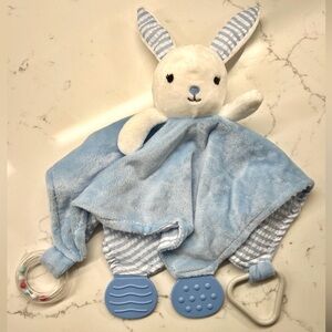 Blue and White Modern Baby Bunny Lovey